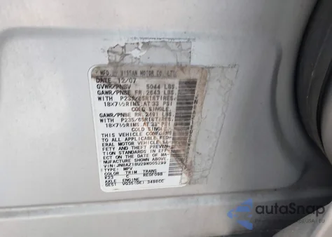 2009 Nissan Murano Sl z USA, uszkodzony, nr VIN JN8AZ18U29W005299